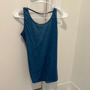 Blue knotted back tank top